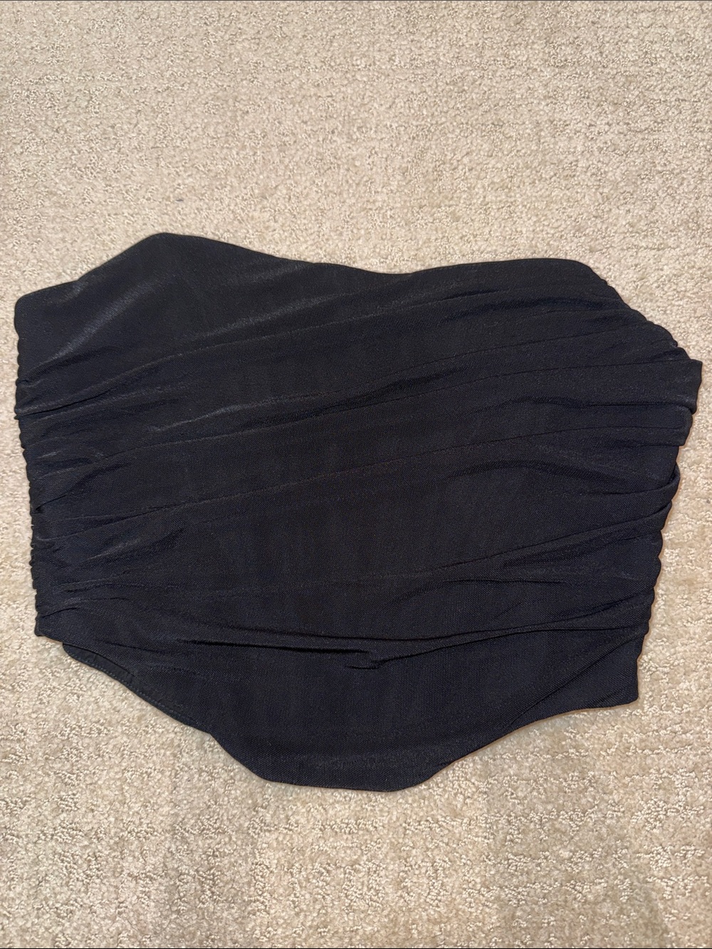 Black Ruched Mesh Strapless Corset Bustier Top